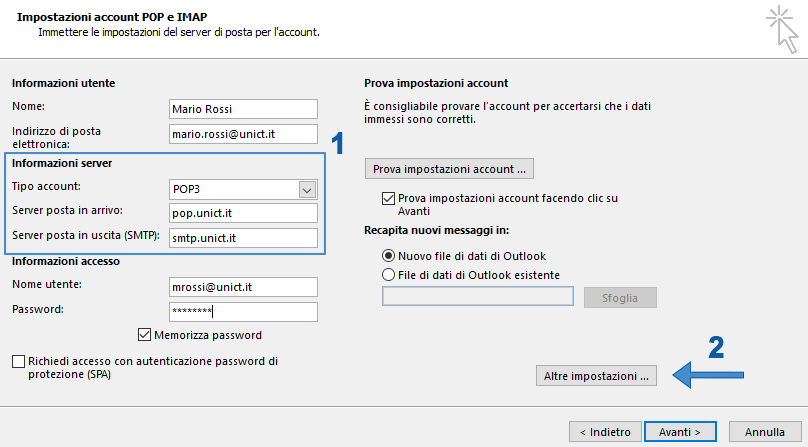 Configurazione POP
